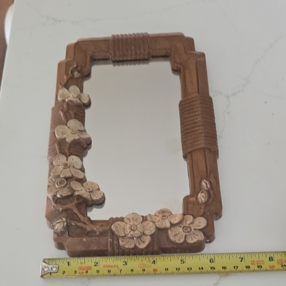 Source Unknown Brown Floral Mirror